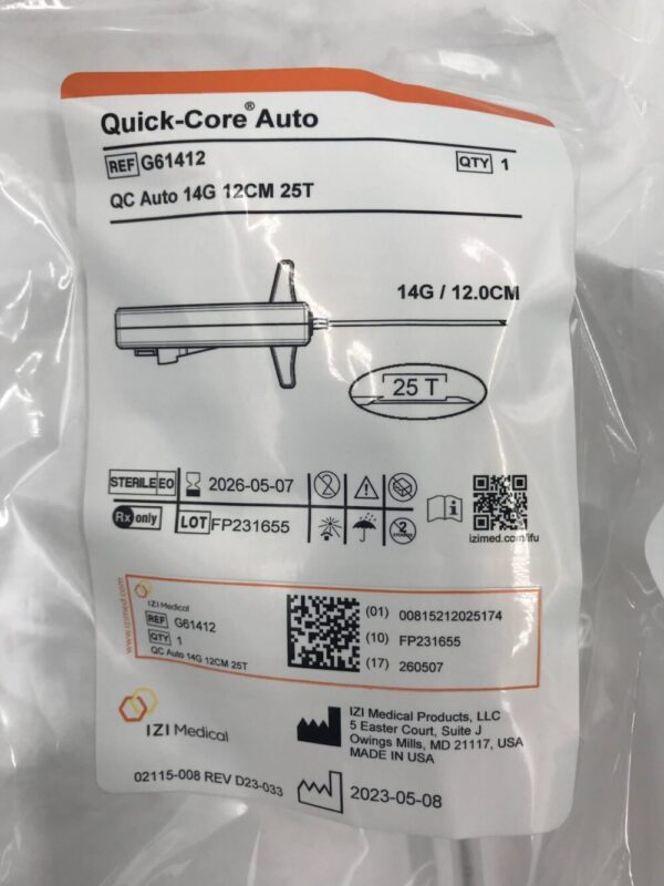 IZI Medical G61412 Quick-Core Auto 14G 12cm 25T