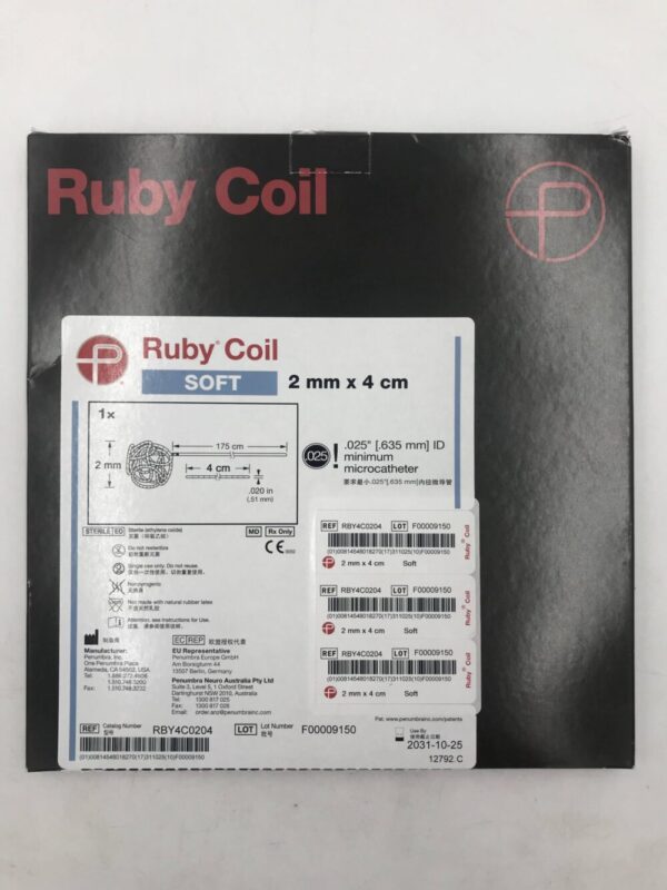 PENUMBRA RBY4C0204 Ruby Coil Soft Minimum Microcatheter 175cm