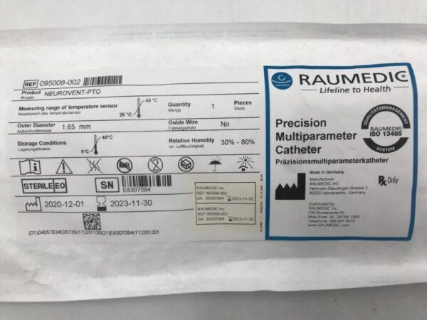 Raumedic 095008-002 Precision Multiparameter Catheter Neurovent-Pto O.D.=1.65mm (X)