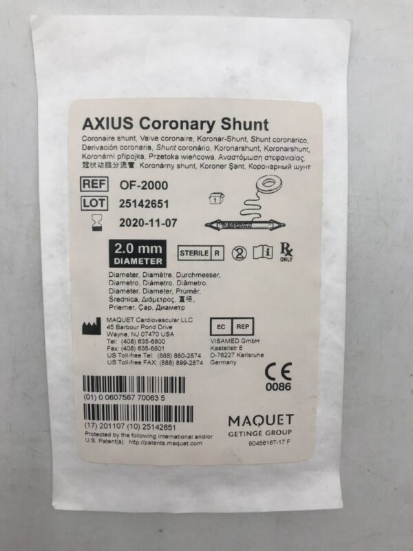 Maquet OF-2000 Axius Coronary Shunt 2.0mm Diameter (X)