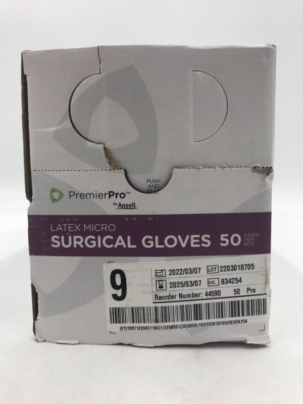 Ansell 44590 Premier Pro Latex Micro Surgical Gloves Size 9 (50Pairs/Box)
