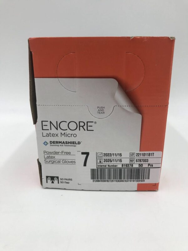 Ansell 5787003 Encore Latex Micro Dermashield Surgical Gloves Size 7 (50Pairs/Box)