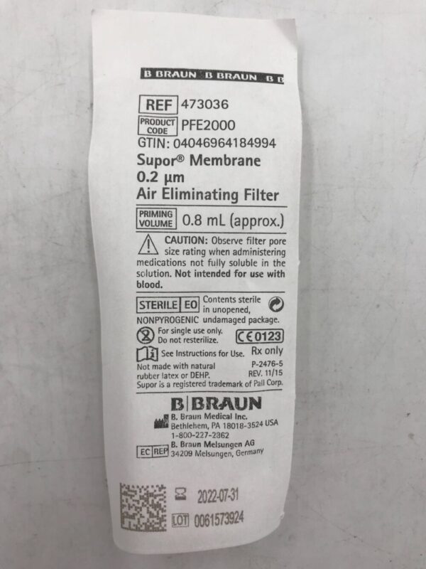 Braun 473036 Supor Membrane 0.2µm Air Eliminating Filter (X)