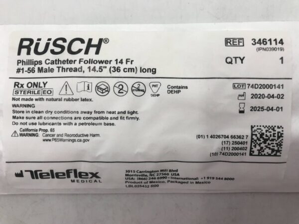 Teleflex 346114 Rusch Phillips Catheter Follower 14F