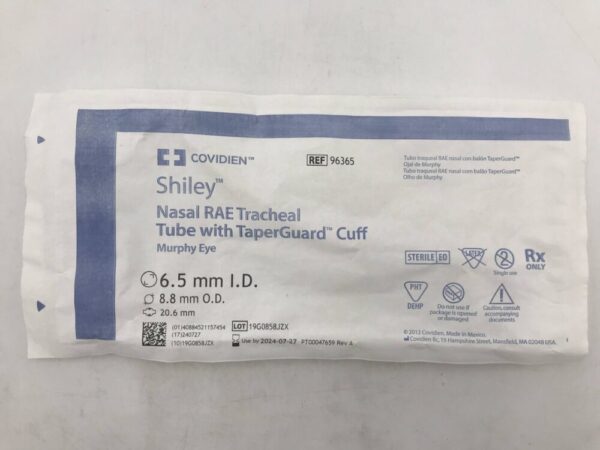 Covidien 96365 Shiley Nasal RAE Tracheal Tube with TaperGuard Cuff Murphy Eye 6.5mm I.D.