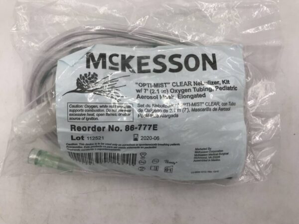 McKesson 86-777E Opti-Mist Clear Nebulizer Kit 7′ Oxygen Tubing Pediatric Aerosol Mask (X)