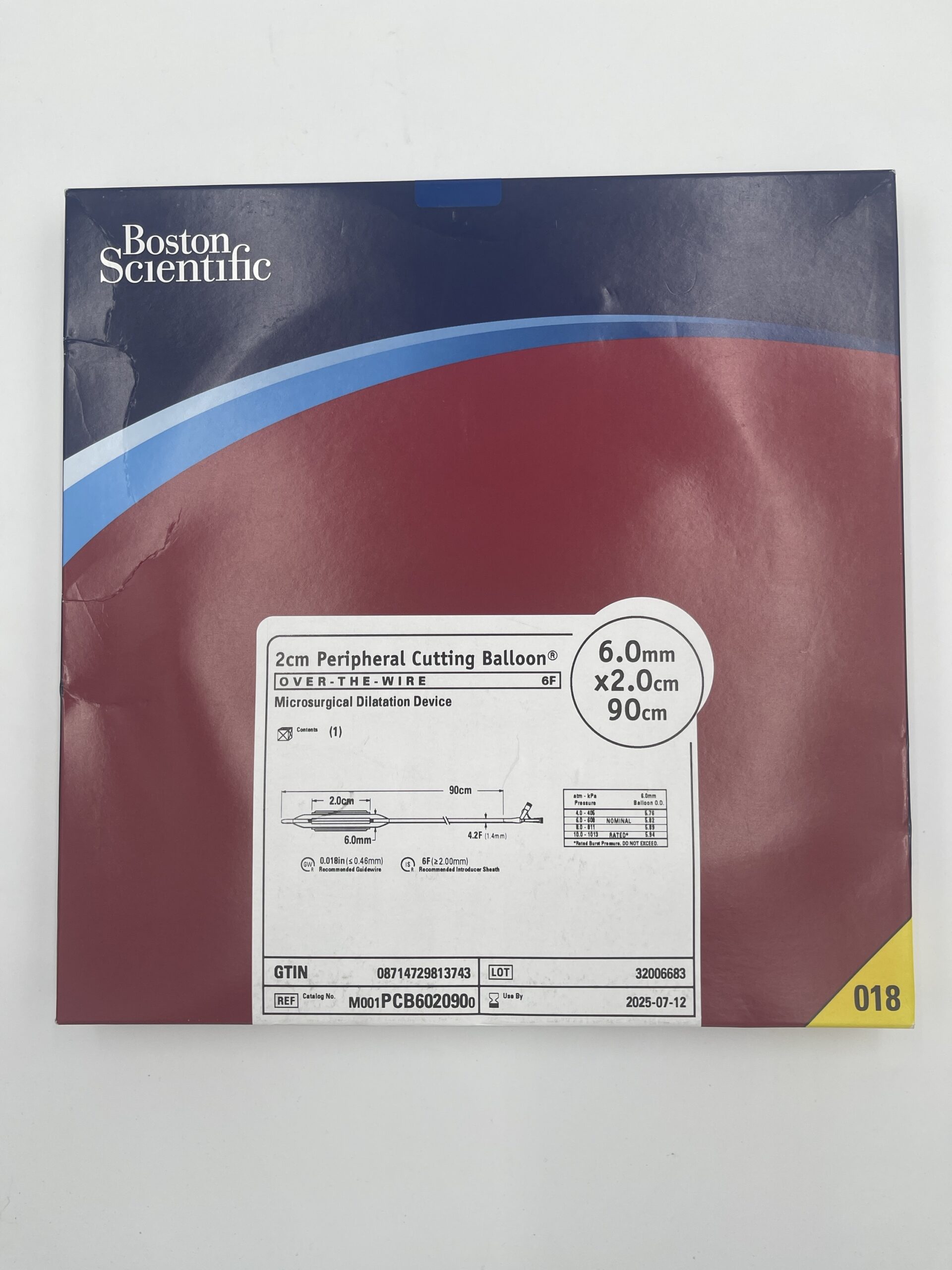 BOSTON SCIENTIFIC PCB602090 Peripheral Cutting Balloon OTW Microsurgical Dilatation Device 6mm x 2cm x 90cm (X)