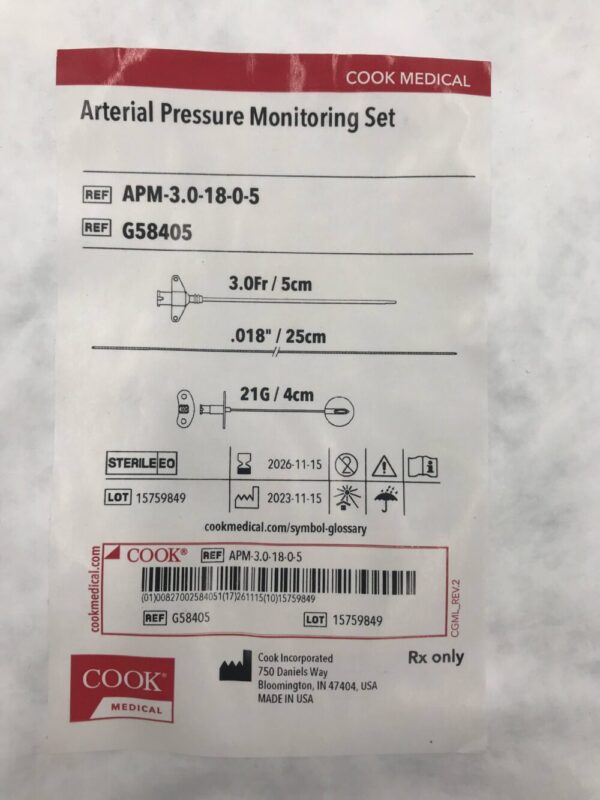 COOK G58405 Arterial Pressure Monitoring Set