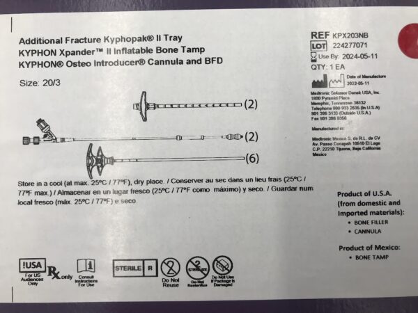 MEDTRONIC KPX203NB Kyphon Balloon Kyphoplasty w/Kyphon Xpander II IBT 20/3 (X)