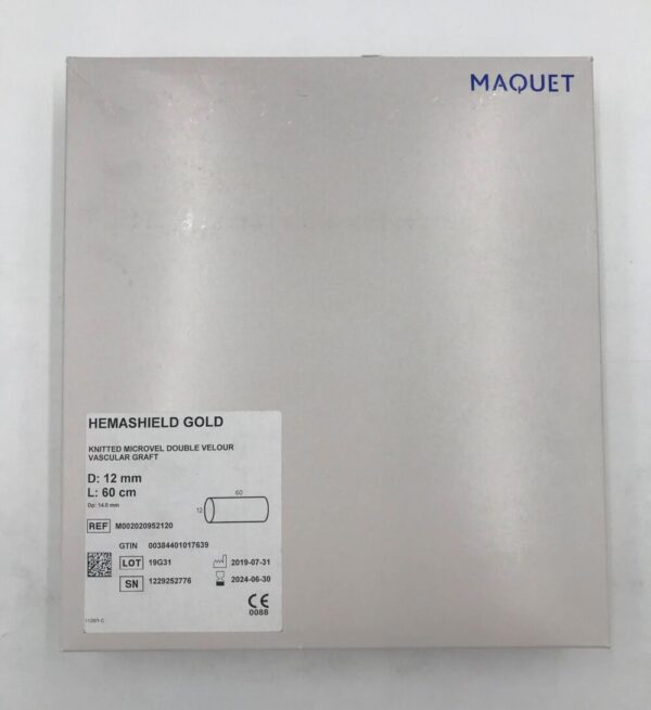 MAQUET M002020952120 Hemashield Gold Knitted Microvel Double Velour Vascular Graft 12mm x 60cm(X)