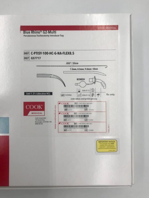 COOK G57717 Blue Rhino G2-Multi Percutaneous Tracheostomy Introducer Tray