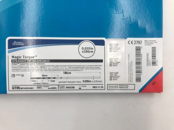 BOSTON SCIENTIFIC 46591 Magic Torque Straight Tip Glidex Coated Hydrophilic Guidewire 0.035in x 180cm (3/Box) (X)