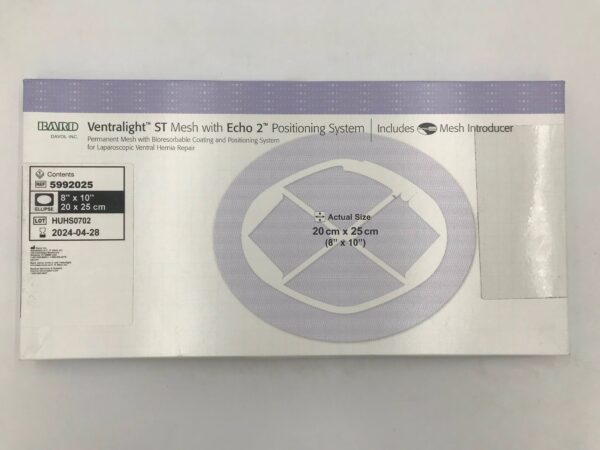 BARD 5992025 Ventralight ST Mesh w/ Echo 2 Positioning System for Hernia Repair 8" x 10"(X)