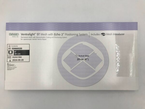 BARD 5990020 Ventralight ST Mesh w/ Echo 2 Positioning System for Hernia Repair 8"(X)