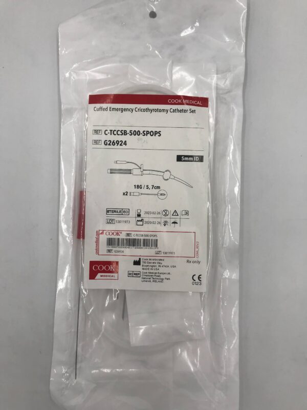 COOK G26924 Cuffed Emergency Cricothyrotomy Catheter Set 5mm ID (X)