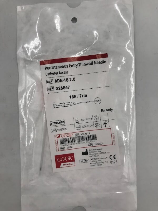 COOK G26867 Percutaneous Entry Thinwall Needle Catheter Access 18G x 7cm