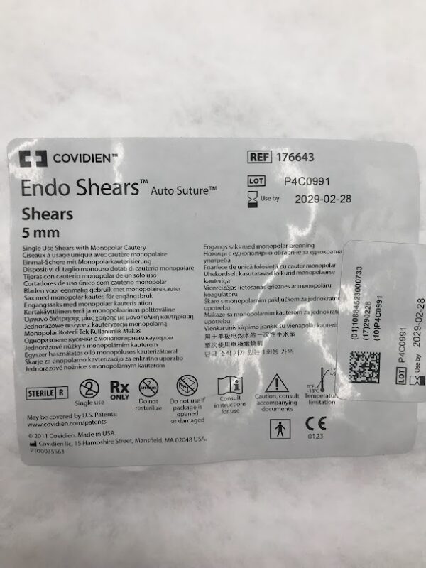 COVIDIEN 176643 Endo Shears Auto Suture Shears 5mm