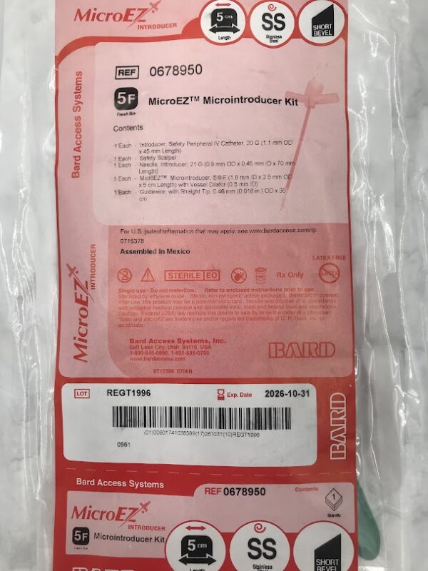BARD 0678950 MicroEz MicroIntroducer Kit 5F x 5cm