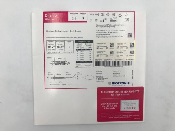 BIOTRONIK 453929 Orsiro Mission Sirolimus Eluting Coronary Stent System 2F-2.9F x 3.5mm x 9mm (X)
