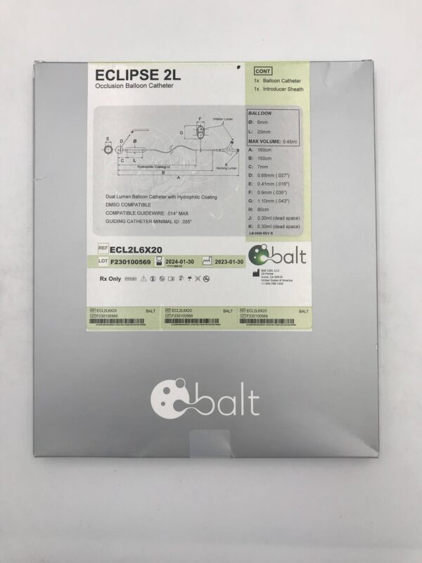BALT ECL2L6X20 ECLIPSE 2L Occlusion Balloon Catheter 160cm x 6mm x 20mm (X)
