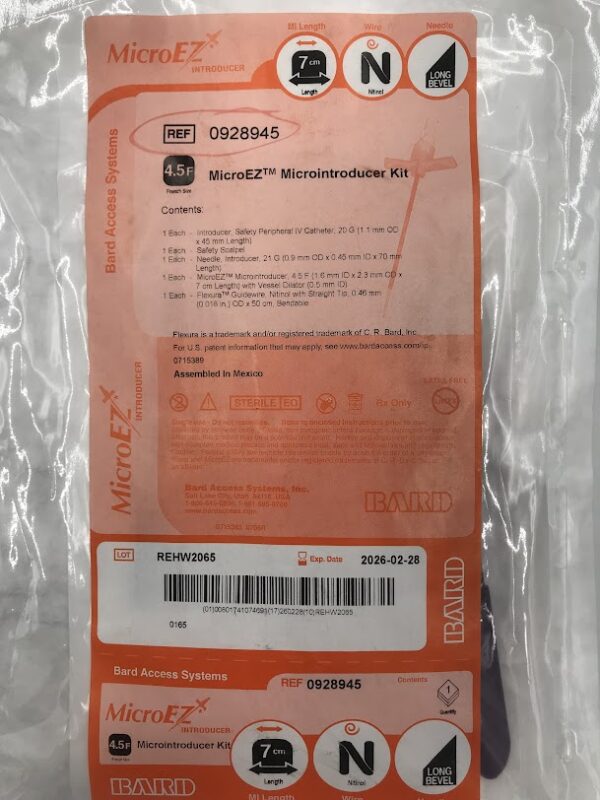BARD 0928945 MicroEz MicroIntroducer Kit 4.5F x 7cm