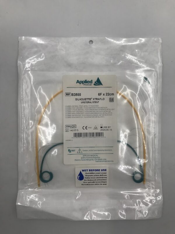 APPLIED MEDICAL B3855 Silhouette Xtraflo Ureteral Stent, Metal Tip Positioner 6F x 22cm (X)