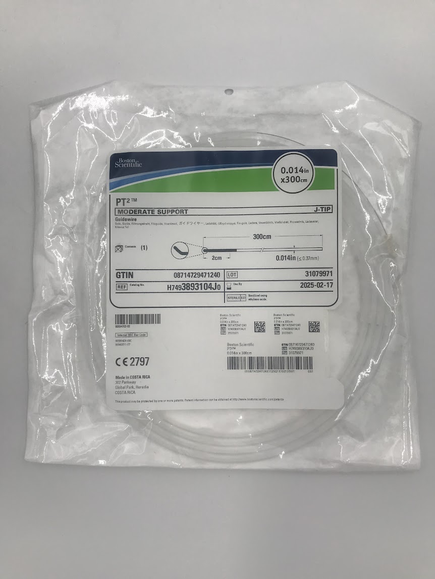 BOSTON SCIENTIFIC 3893104J PT2 Moderate Support J-Tip Guidewire 0.014in x 300cm (X)