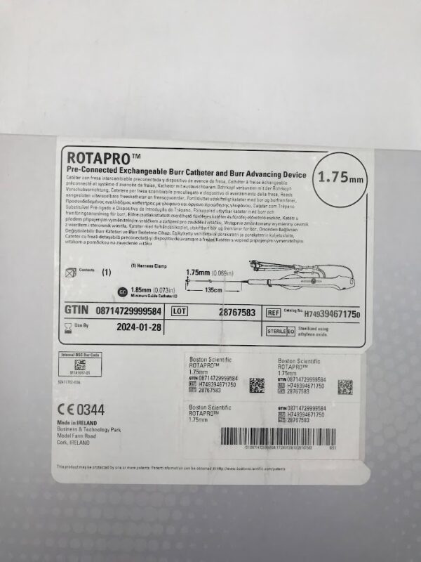 BOSTON SCIENTIFIC 39467175 Rotapro Pre-Connected Exchangeable Burr Catheter and Burr Advancing Device 1.75mm (X)