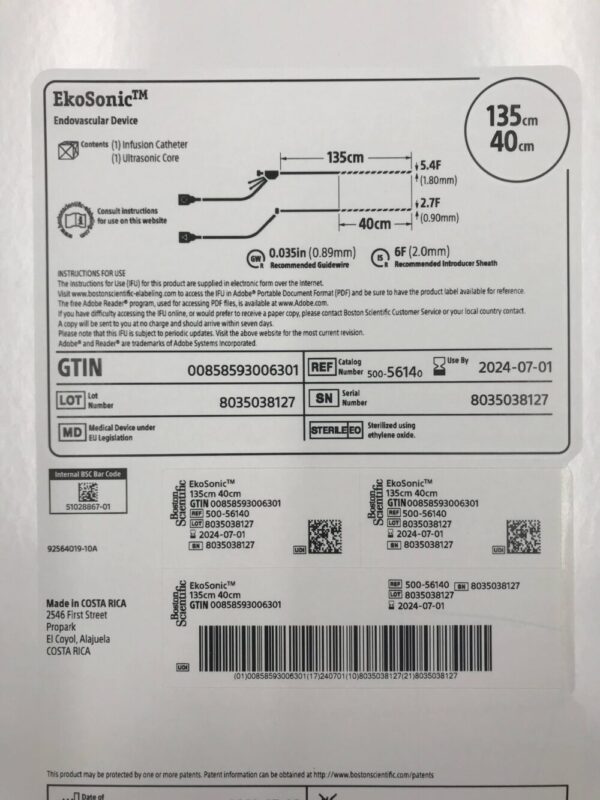 BOSTON SCIENTIFIC 5614 EkoSonic Endovascular Device 5.4F/2.7F x 135cm x 40cm (X)