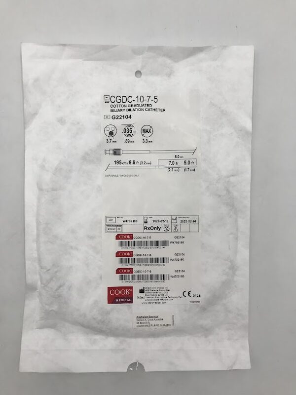 COOK G22104 Cotton Graduated Biliary Dilation Catheter 9.6Fr x 195cm