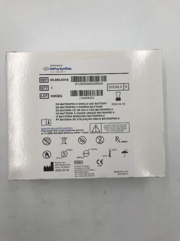DEPUY 05.000.031S MatrixPro II Single Use Battery (X)