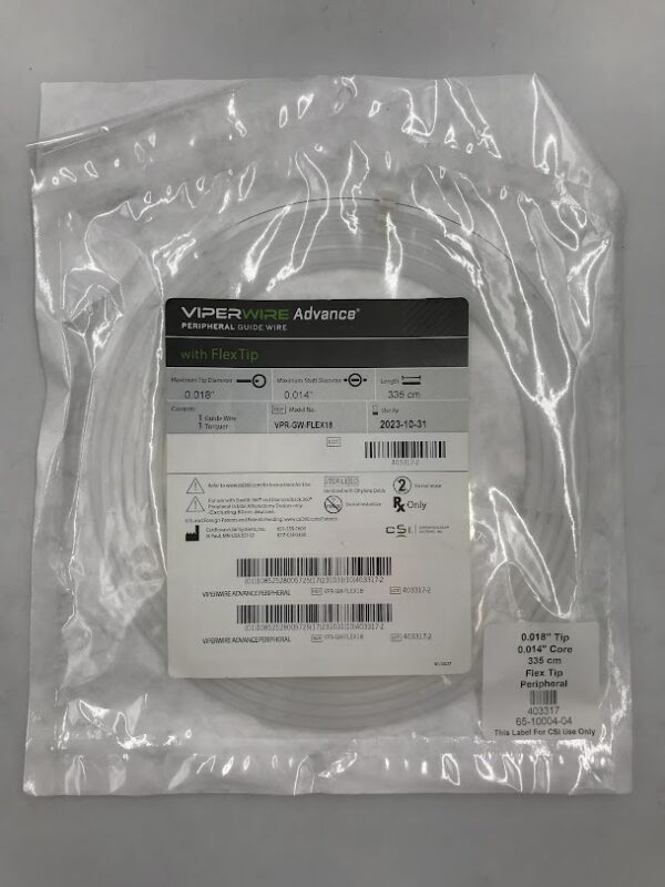 CARDIOVASCULAR SYSTEMS INC VPR-GW-FLEX18 ViperWire Advance Peripheral Guide Wire w/ FlexTip 335cm (X)