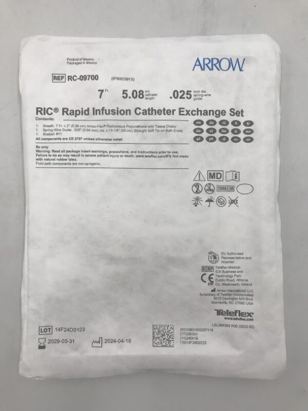 ARROW RC-09700RIC Rapid Infusion Catheter Exchange Set 7Fr x 5.08cm x .025in