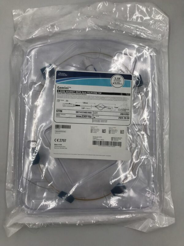 BOSTON SCIENTIFIC 330116 Gemini Pair Wire Helical Stone Retrieval 5 Wired Basket w/ 5cm Filiform Tip 3F x 120cm(X)