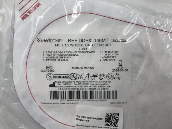 MEDCOMP DDFXL146MT Catheter Set 400XL 14F x 15cm (X)