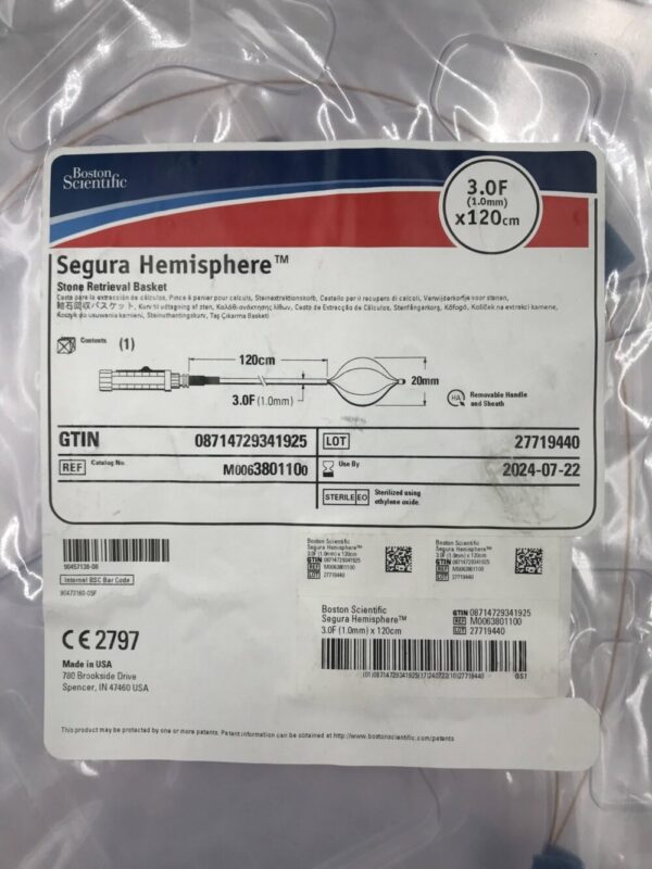 BOSTON SCIENTIFIC 380110 Segura Hemisphere Stone Retrieval Basket 3F x 120cm (X)