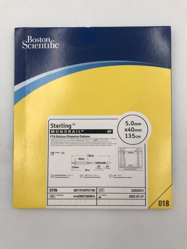 BOSTON SCIENTIFIC 3903150401 Sterling Monorail PTA Balloon Dilatation Catheter 4F x 5x40mm x 135cm (X)