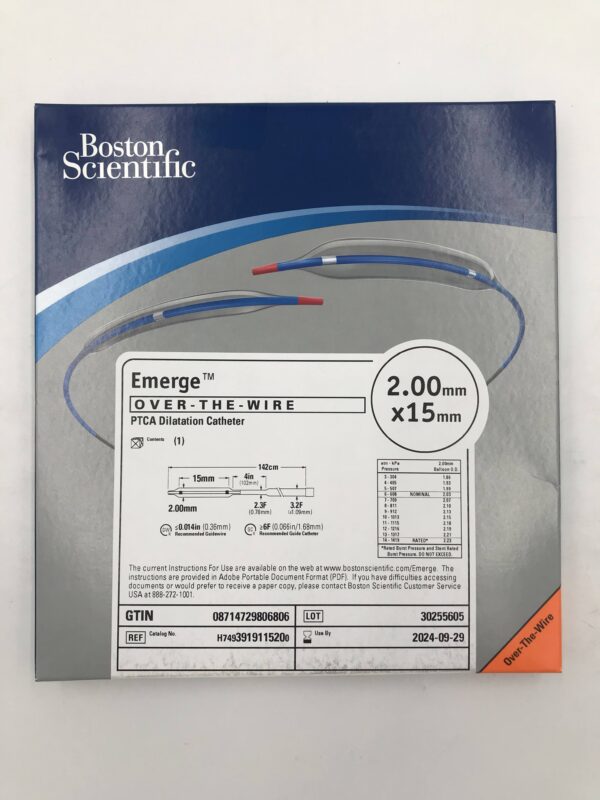BOSTON SCIENTIFIC 391911520 Emerge OTW PTCA Dilatation Catheter 2.3F-3.2F x 2 x 15mm (X)
