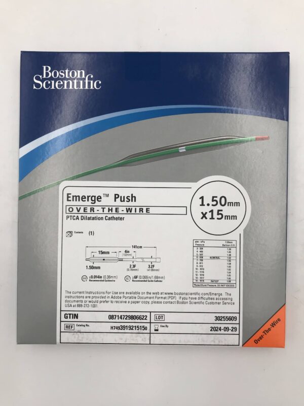 BOSTON SCIENTIFIC 391921515 Emerge OTW PTCA Dilatation Catheter 2.3F-3.2F x 1.50 x 15mm (X)