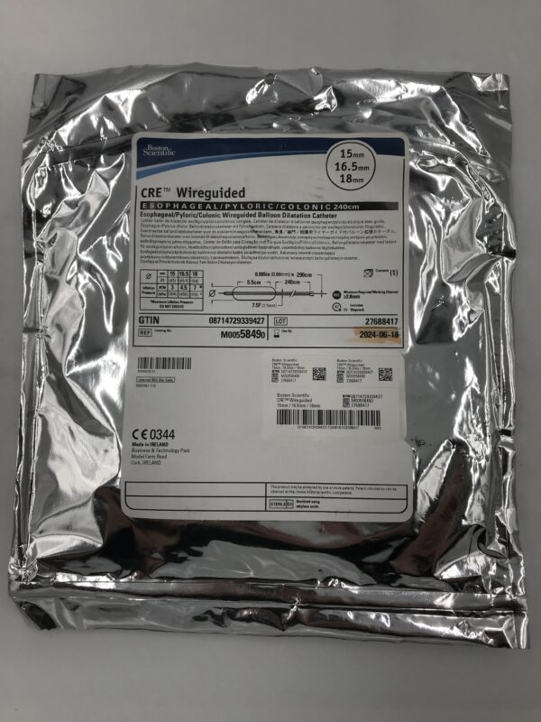 BOSTON SCIENTIFIC 5849 CRE Wireguided Esophageal/Pyloric/Colonic/Wireguided Balloon Dilatation Catheter 240cm x 15x16.5x18mm(X)