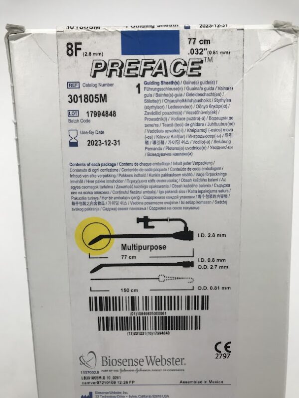 BIOSENSE WEBSTER 301805M Preface Guiding Sheath 8F Multipurpose 77cm / 150cm (X)