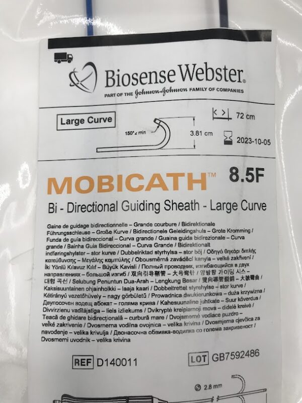 BIOSENSE WEBSTER D140011 Mobicath Bi-Directional Guiding Sheath-Large Curve 8.5cm Length 72cm (X)