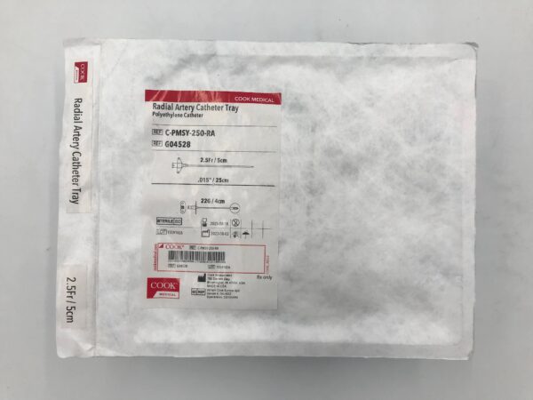 COOK G04528 Radial Artery Catheter Tray Polyethylene Catheter 2.5Fr / 5cm