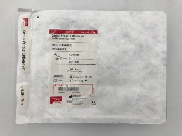 COOK G04035 Central Venous Double Lumen Polyurethane Catheter Set 4.0Fr / 8cm (X)