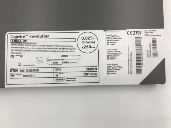 BOSTON SCIENTIFIC 5701 Jagwire Revolution Angle Tip High Performance Guidewire 0.025in x 260cm (2/Box)