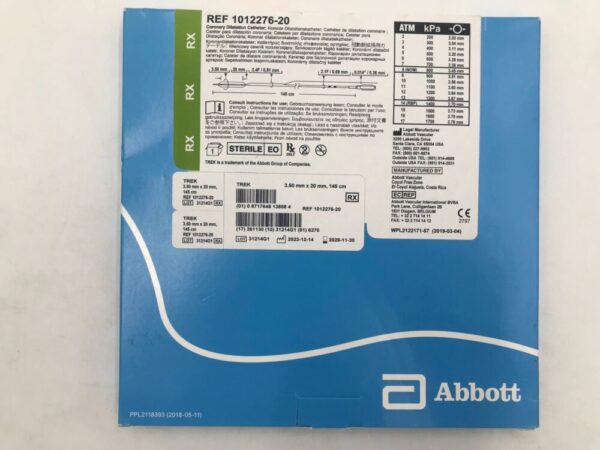 ABBOTT 1012276-20 TREK Coronary Dilatation Catheter 3.50mm x 20mm x 145cm
