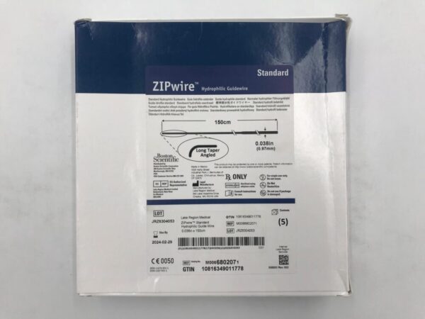 BOSTON SCIENTIFIC 680207 ZIPwire Hydrophilic Guidewire Standard, Long Taper Angled 150cm (5/Box)(X)