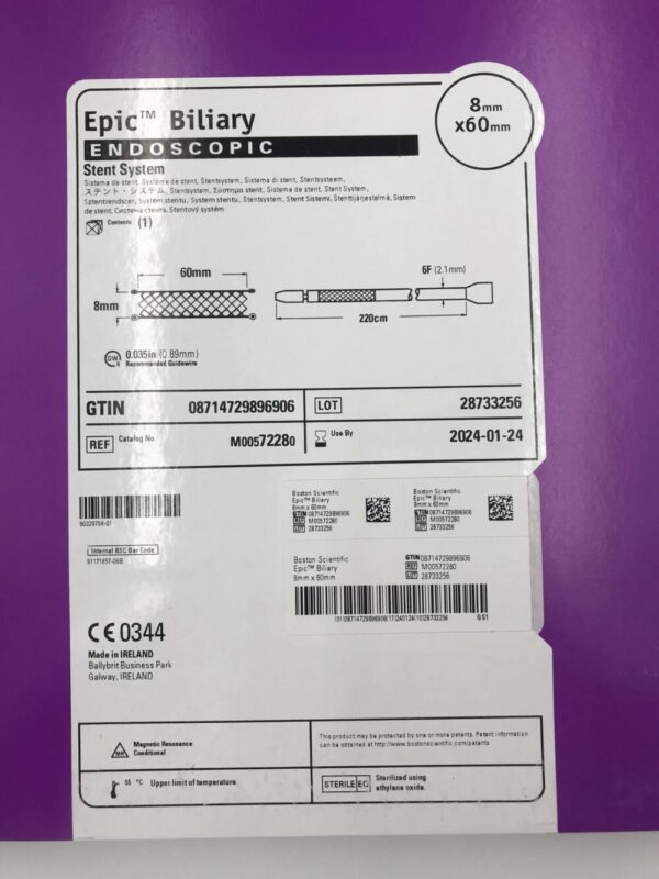 BOSTON SCIENTIFIC 7228 Epic Biliary Endoscopic Stent System 6F x 8mm x 60mm (X)