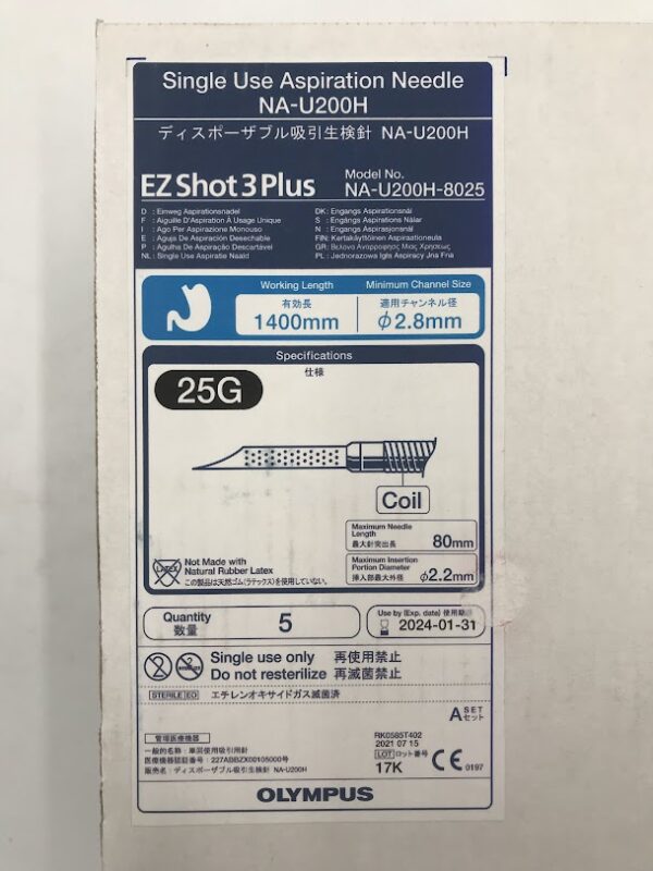 OLYMPUS NA-U200H-8025 EZ Shot 3 Plus Aspiration Needle 1400mm, 2.8mm, 25G (5/Box) (X)
