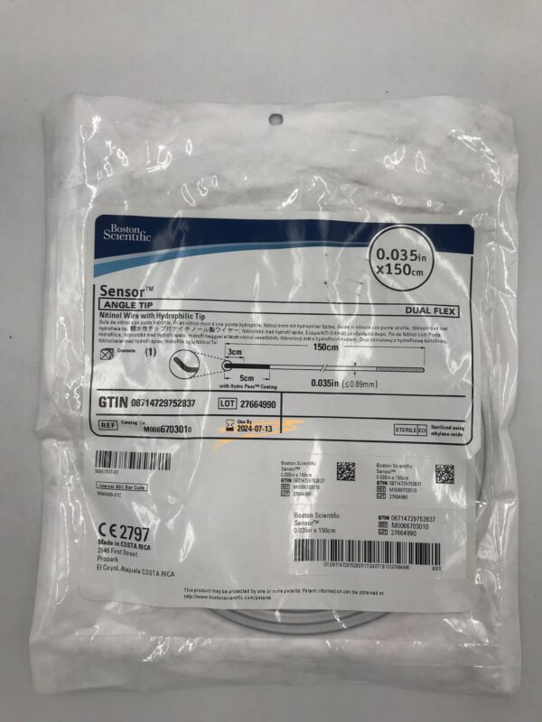 BOSTON SCIENTIFIC 670301 Sensor Angle Tip, Dual Flex Nitinol Wire w/ Hydrophilic Tip 0.035in x 150cm (X)